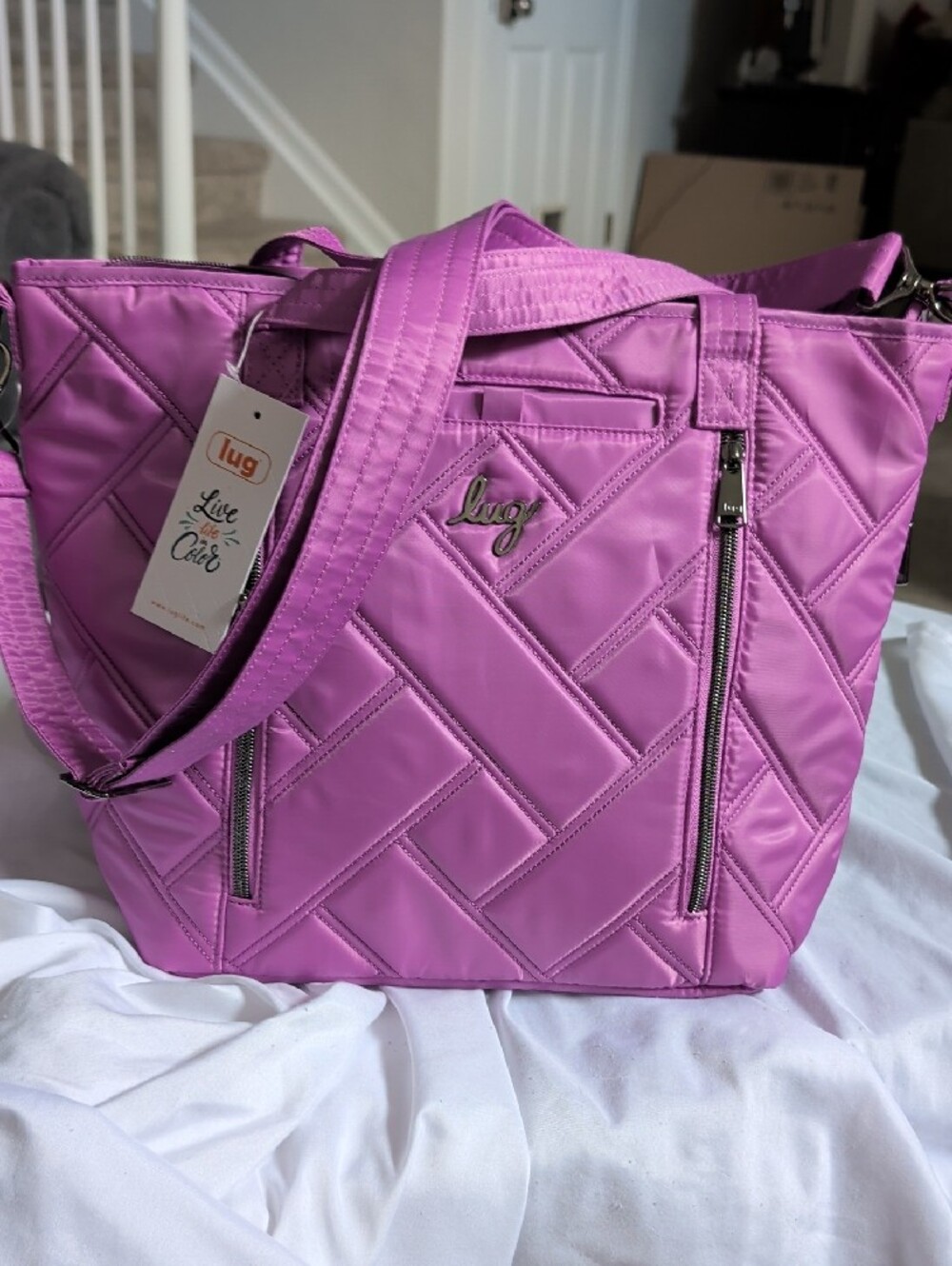 lug Quilted Tote in Vibrant Purple-Pink - Picture 4 of 4